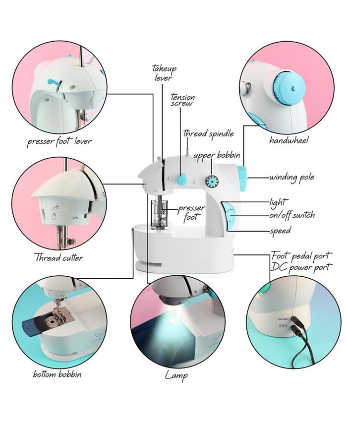 Clara Clark Mini Portable Sewing Machine & Complete Supplies Kit for ...