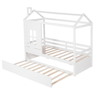 Streamdale Twin Size House Bed Wood Bed With Twin Size Trundle
