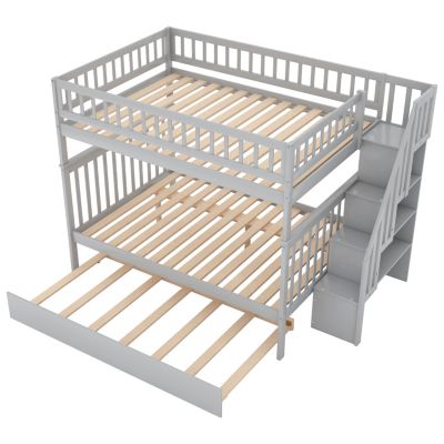 Streamdale Full Over Full Bunk Bed With Trundle And Staircase