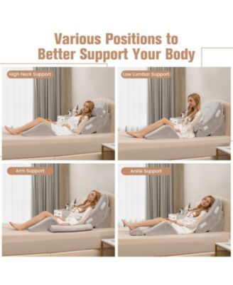4 Pieces Bed Wedge Pillow for Back Neck and Leg Pain Relief-Gray
