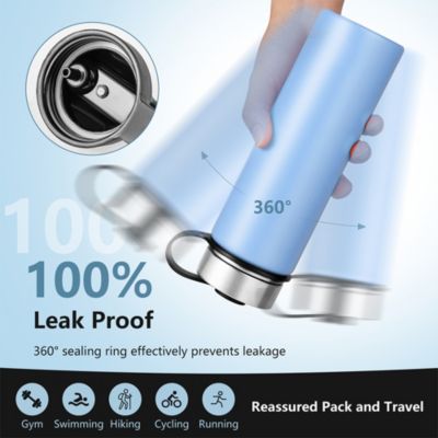 Double-Walled Insulated Stainless Steel Water Bottle with 2 Lids and Straw