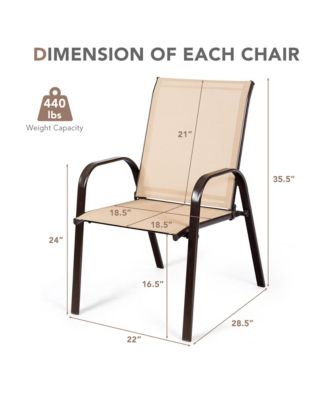 Set of 2 Patio Chairs Dining Chairs w/ Steel Frame Yard Outdoor Beige