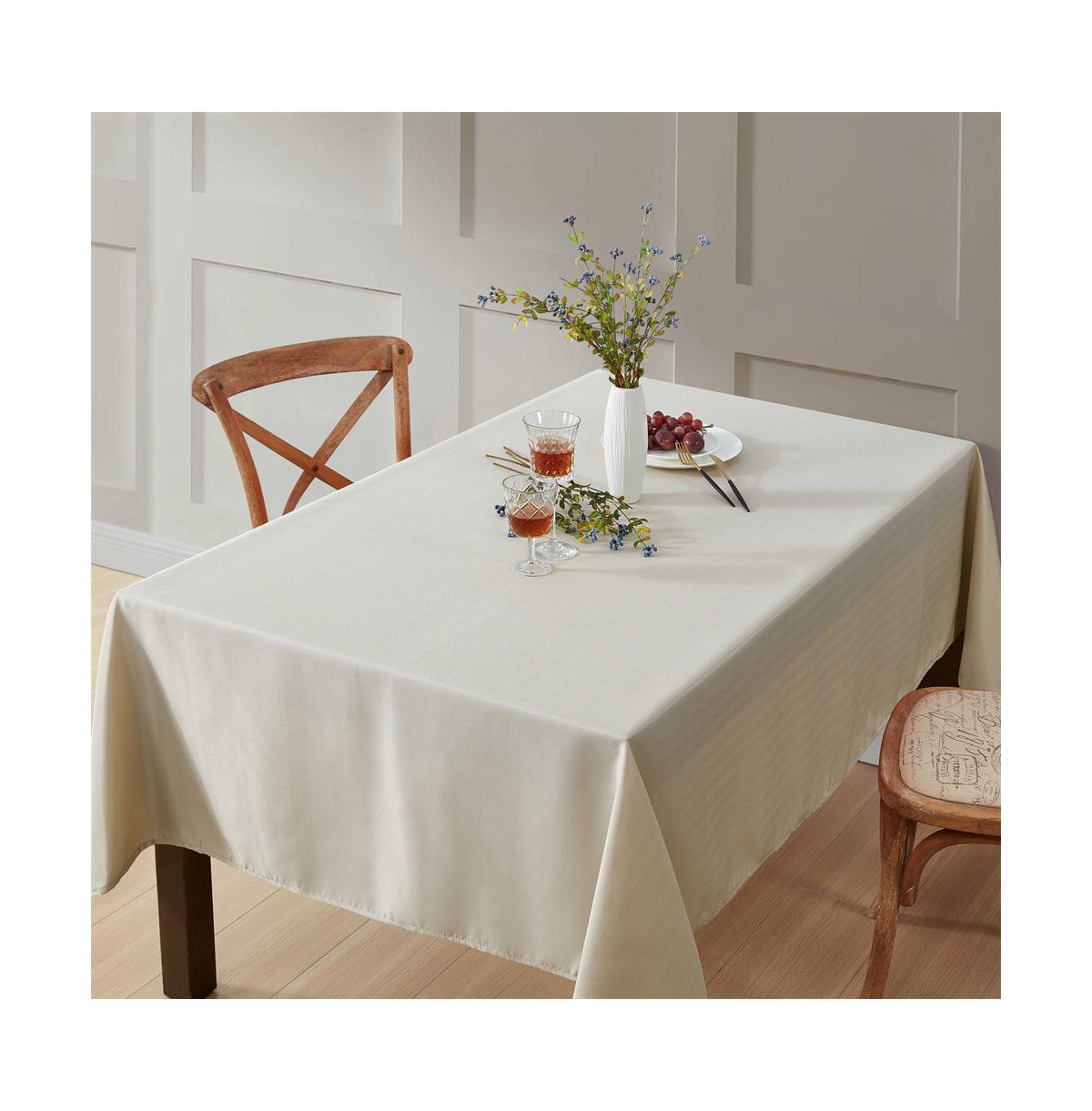 Hlc.me Lincoln Stripe Fabric Tablecloth for Rectangle Table, Advanced Water, Fade, Stain, and Wrinkle Resistance