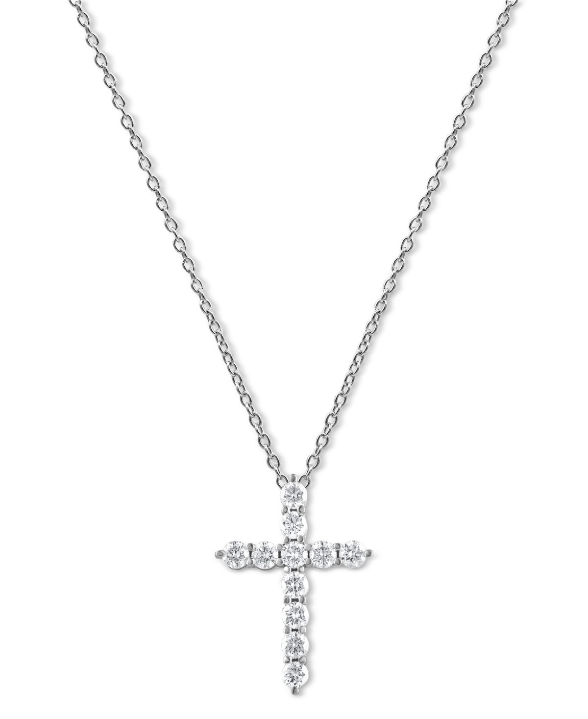Macy's Diamond Cross Pendant Necklace (1 Ct. T.w.) In 14k White, Yellow Or Rose Gold In White Gold