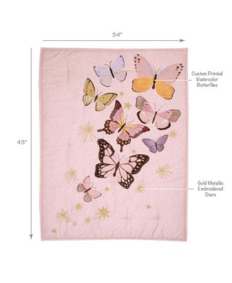 Butterfly Dreams Pink/Gold 3-Piece Nursery Baby Crib Bedding Set