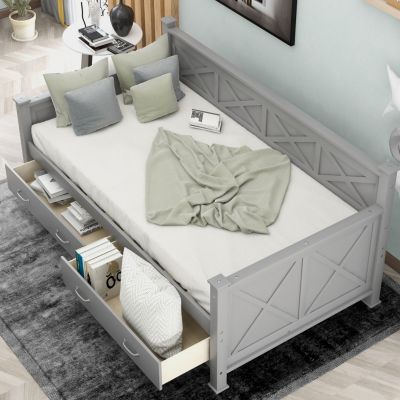 Streamdale Twin Daybed with Storage Drawers and X-Frame