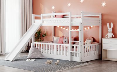 Twin Over Twin Bunk Bed With Slide And Ladder