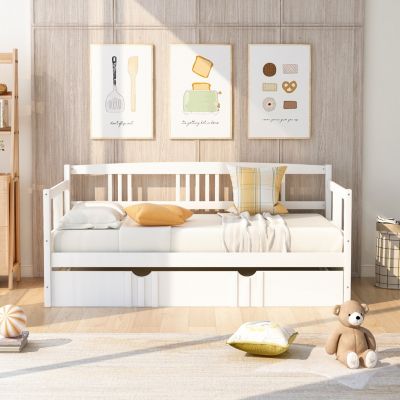 Twin Size Daybed Wood Bed With Twin Size Trundle
