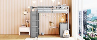 Streamdale Twin Size Loft Bed With Ladder, Shelves, And Desk