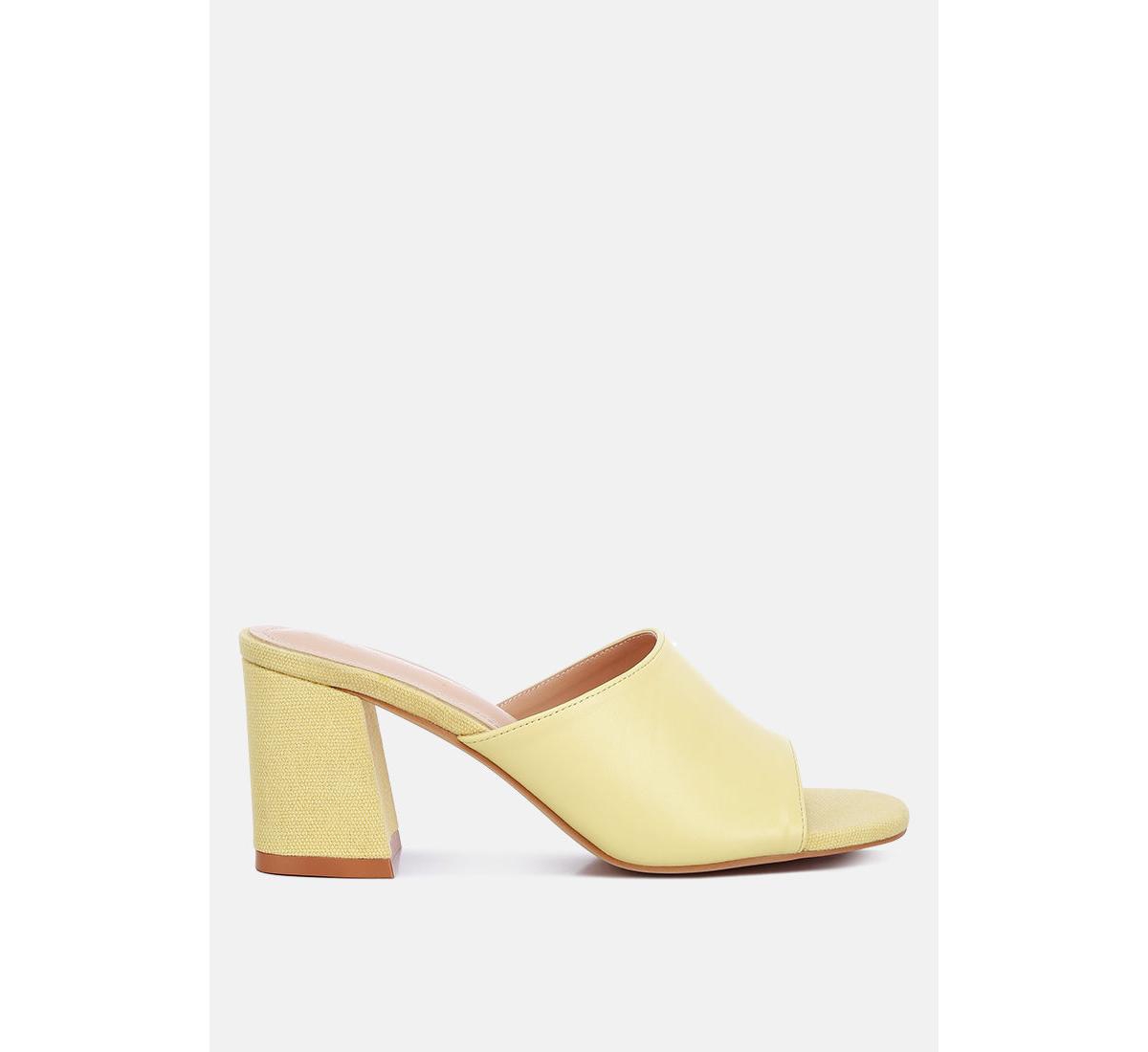 Rag & Co Addie Raffia Slip on Sandals - Yellow