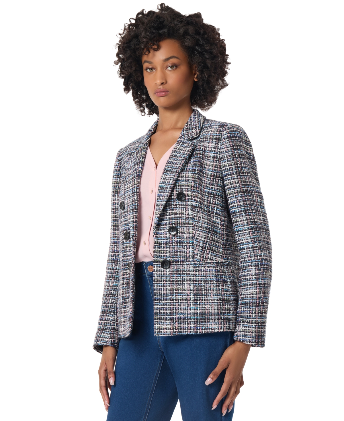 Jones New York Women's Open-Front Tweed Jacket