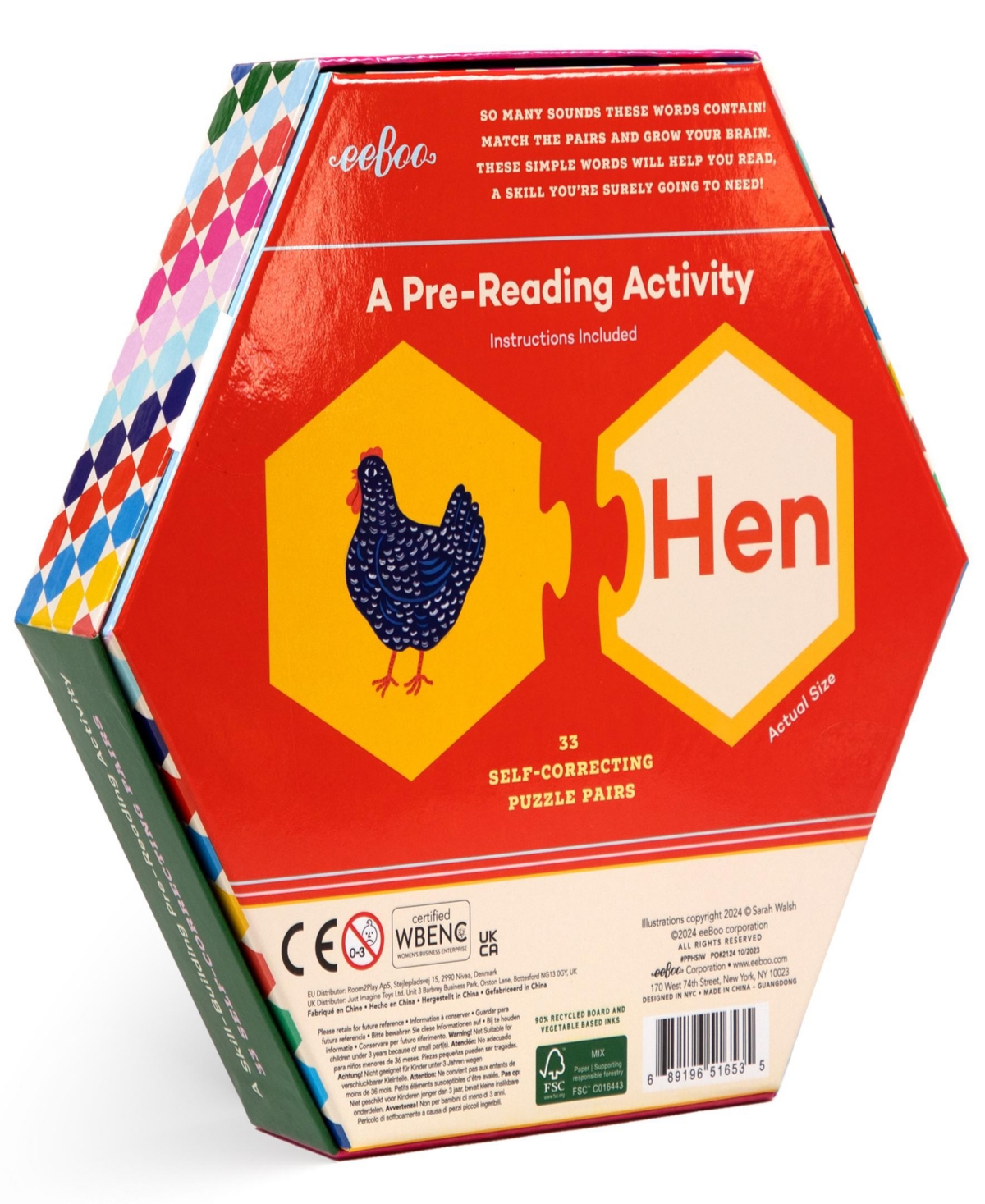Eeboo Hexagon Puzzle Pairs In Multi