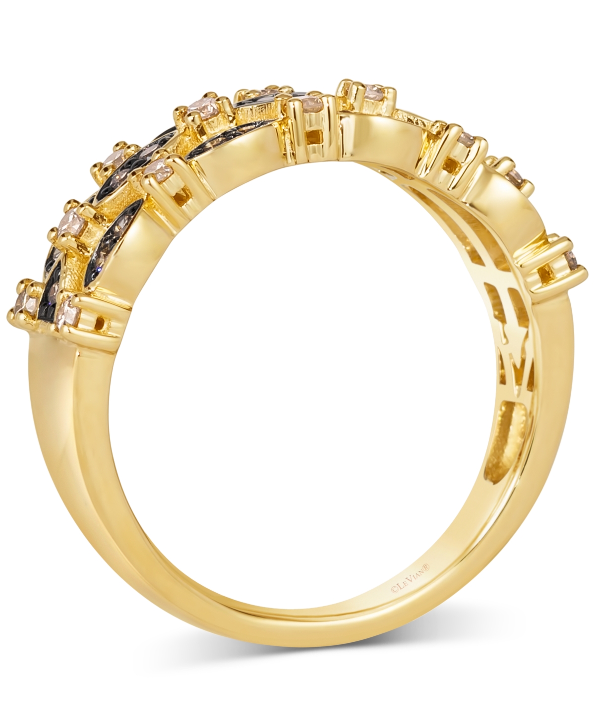 Le Vian Nude Diamond & Chocolate Diamond Openwork Triple Row Statement Ring (3/8 Ct. T.w.) In 14k Gold In No Color