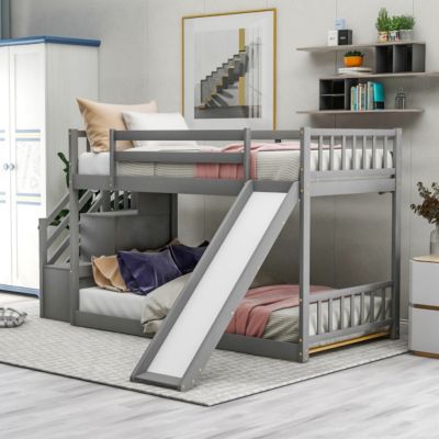 Streamdale Twin Over Twin Bunk Bed &acirc;€“ 1 Pc, Wood, Convertible Slide & Stairway, Space-Saving Kids Bedroom Furniture