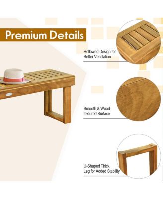 Set of 2 Patio Garden Dining Bench Acacia Wood Bench
