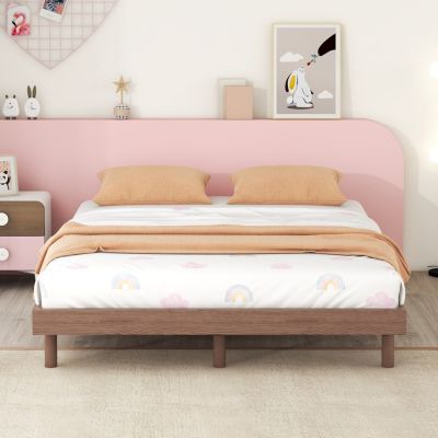 Full Size Wood Floating Platform Design Bed Frame