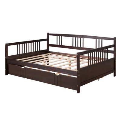 Streamdale Full Size Daybed Wood Bed With Twin Size Trundle