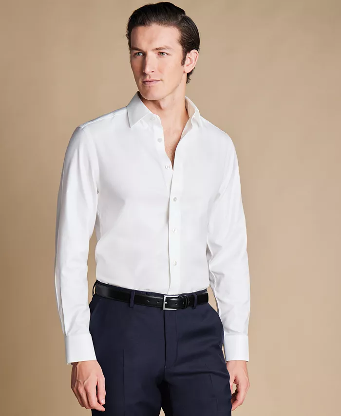 Men's Slim-Fit Non-Iron Solid Dress Shirt