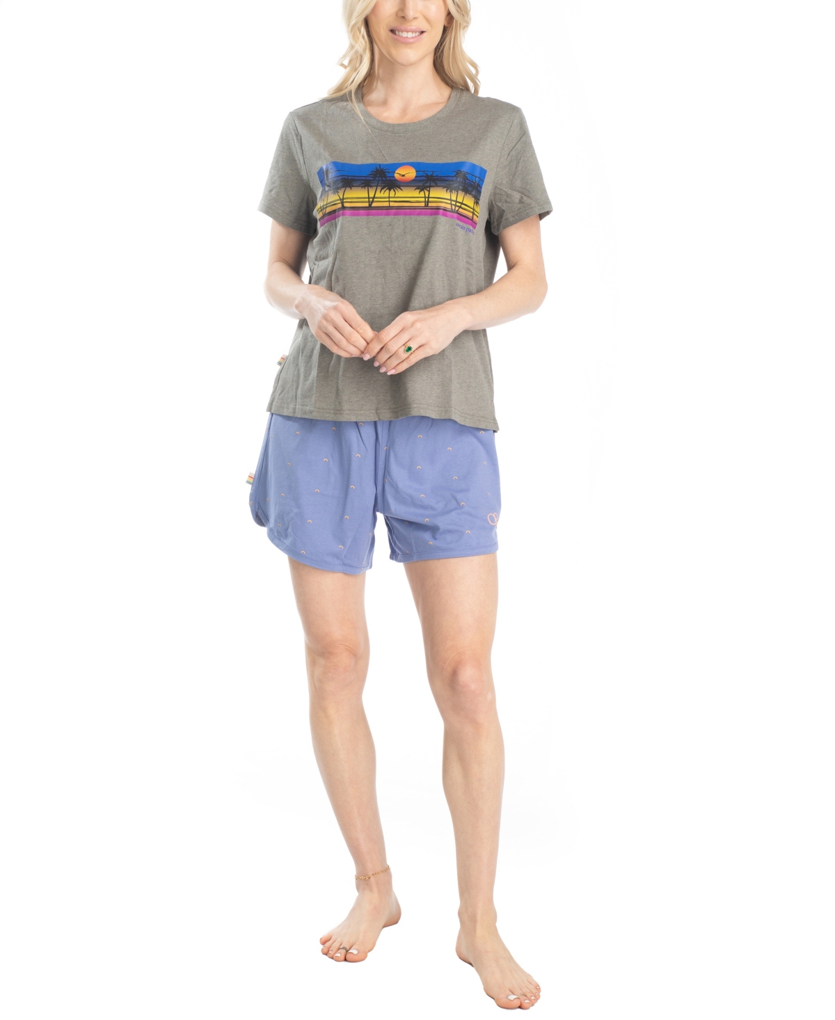 Women's Day Breakers T-shirt/Short Set - Heather Gray/off White
