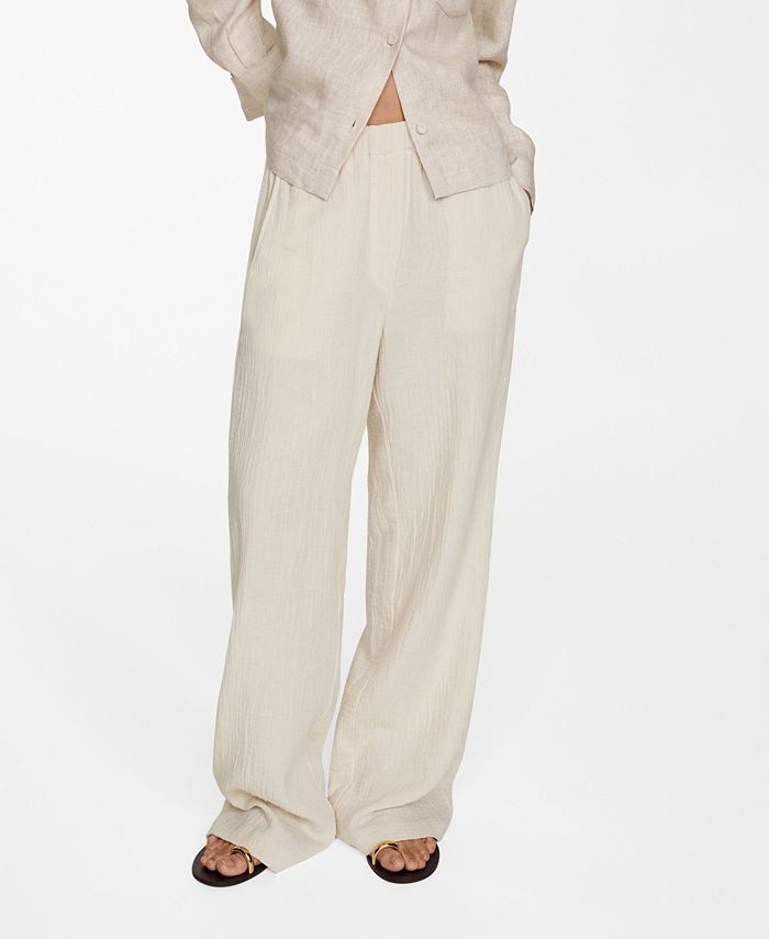 MANGO Women's Cotton Wideleg Trousers - Macy's
