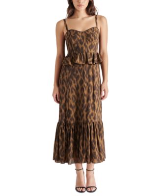 Steve Madden - Women's Eve Printed Peplum-Waist Midi Dress