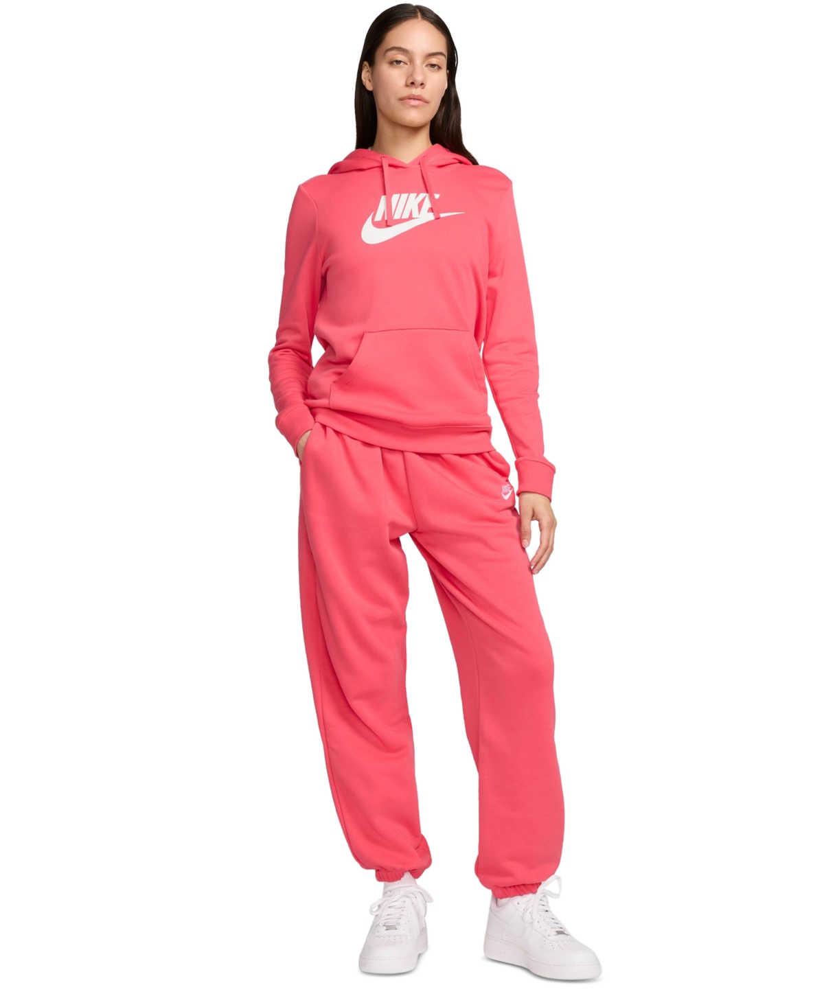 Nike Women's Sportswear Club Fleece Mid-Rise Oversized Sweatpants -white