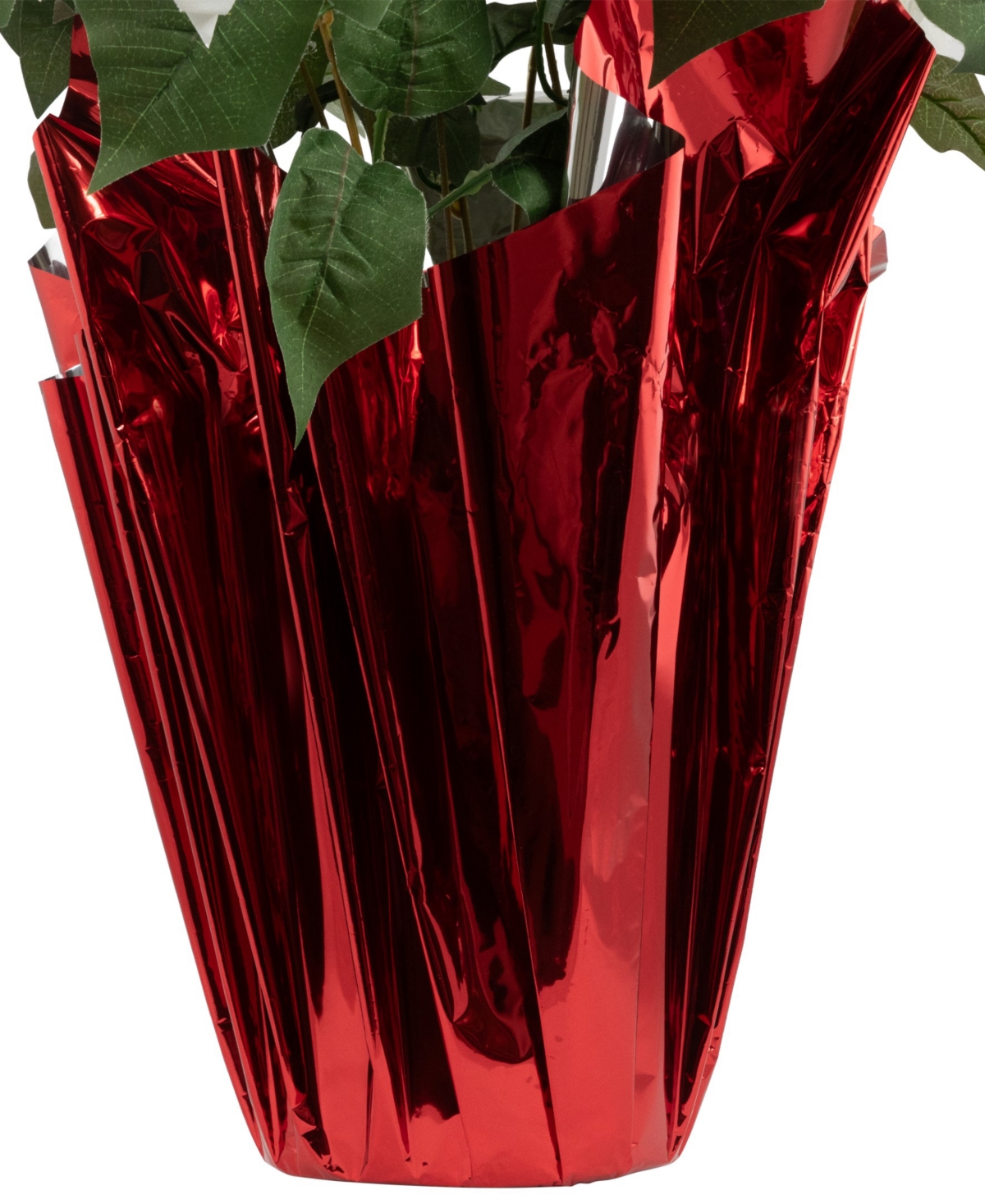 Northlight 27.5" White Artificial Poinsettia With Red Wrapped Pot In White