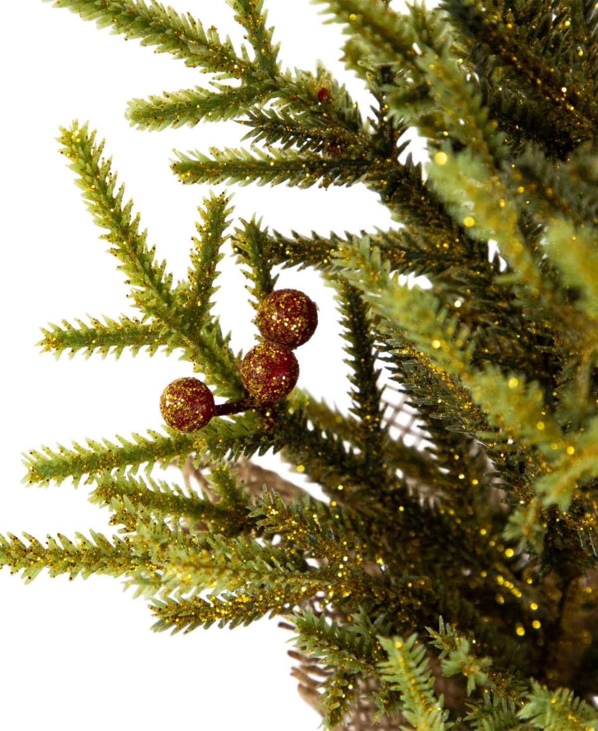 Northlight Slim Pine With Berries Artificial Mini Christmas Tree In Burlap Base 12" In Green