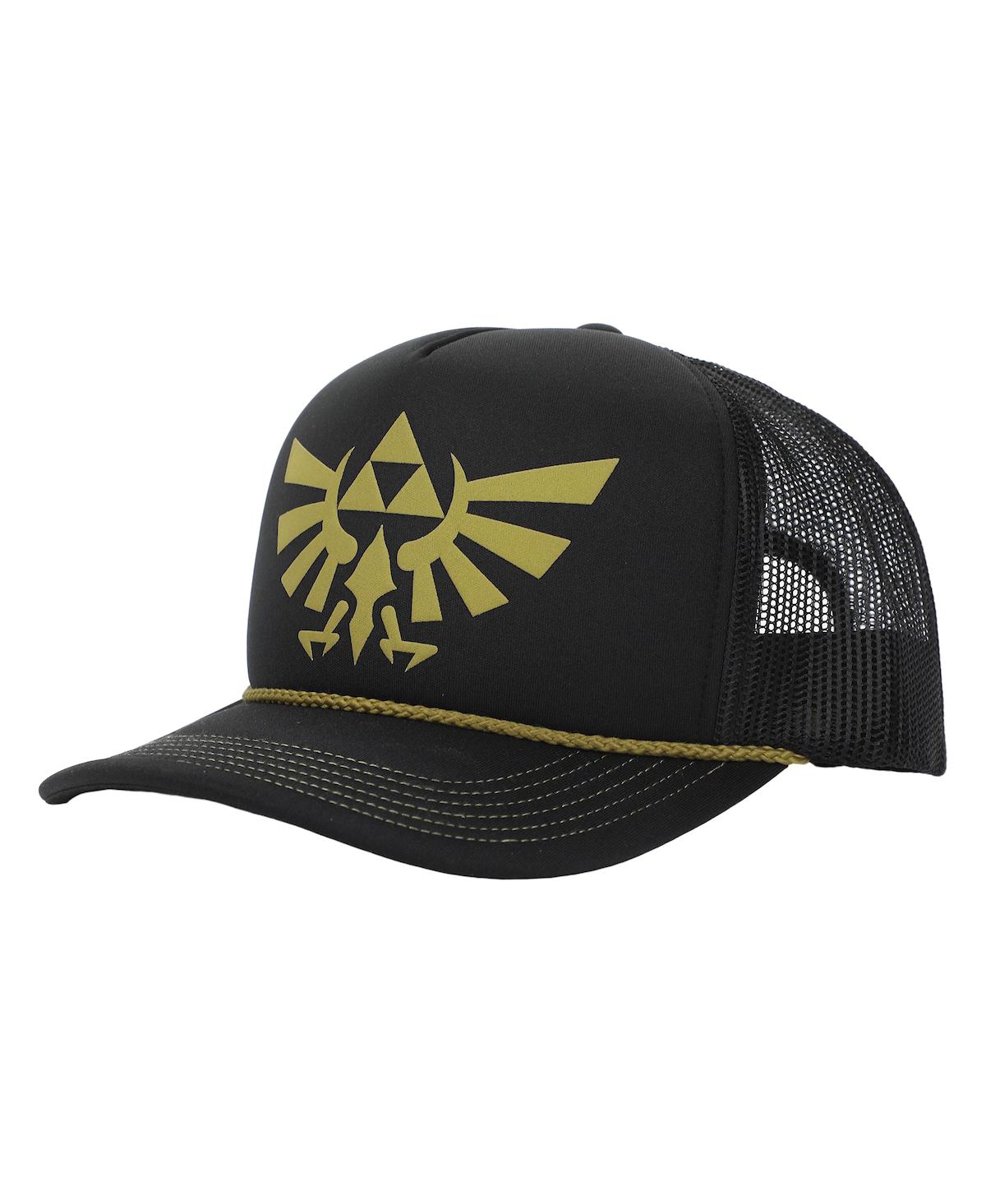 Men's Gold Evergreen Logo Black Trucker Hat - Black