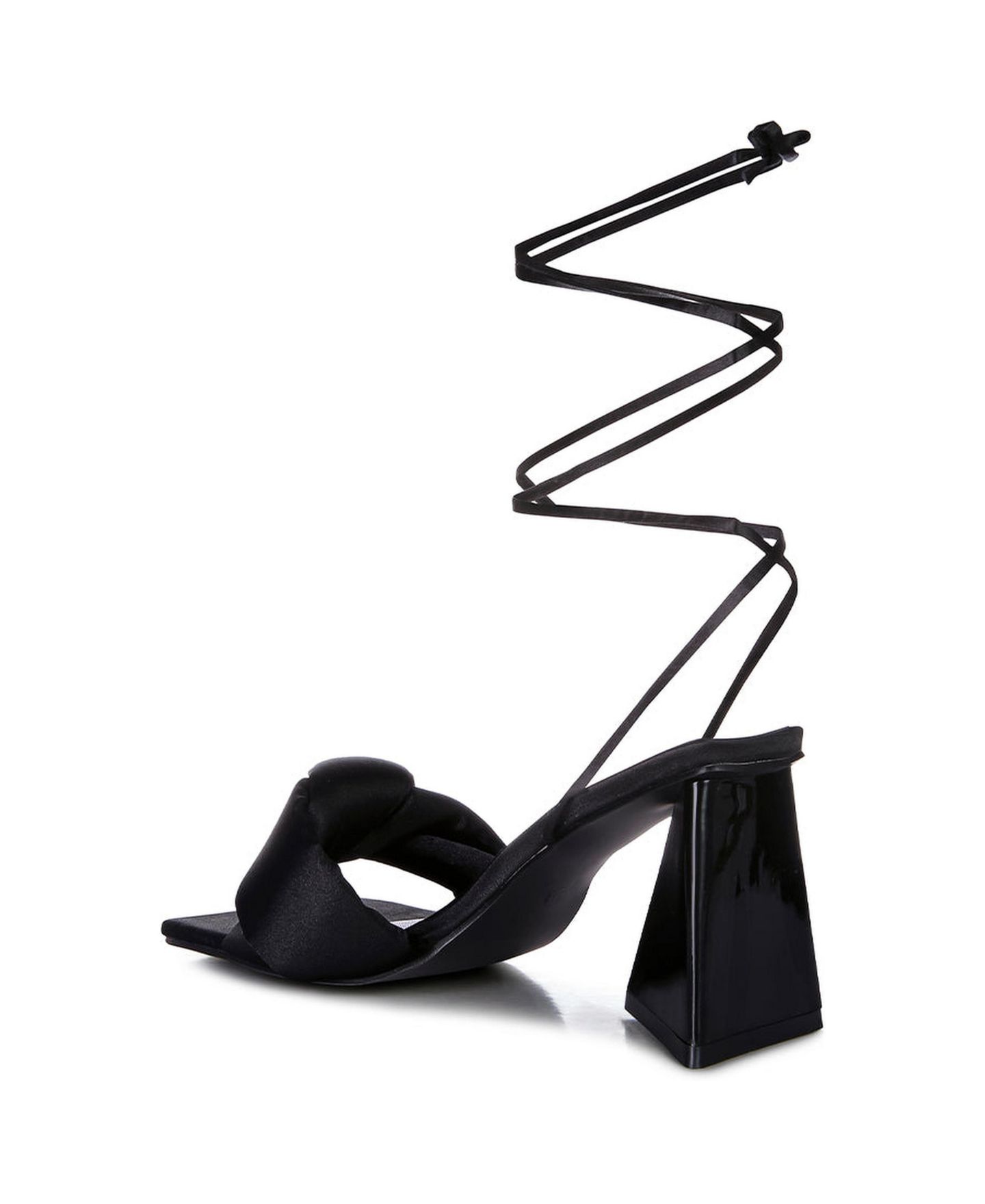 Женские сандалии London Rag Pristine Satin Strap Triangular Block Heel, цвет: Чёрный — фото 3