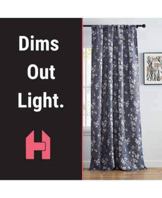 Ashley Floral Patterned Light Blocking Curtain Rod Pocket Pole Top Panels - Set of 2