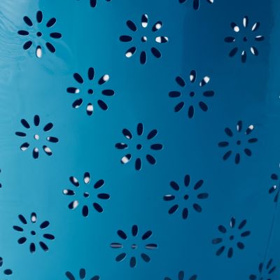 Lace-Cut Metal Outdoor Side Table - Barrel Shape