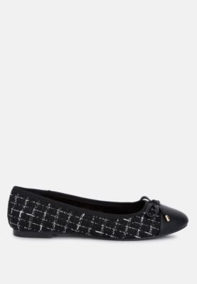 Womens Junpey Plaid Tweed Ballet Flats