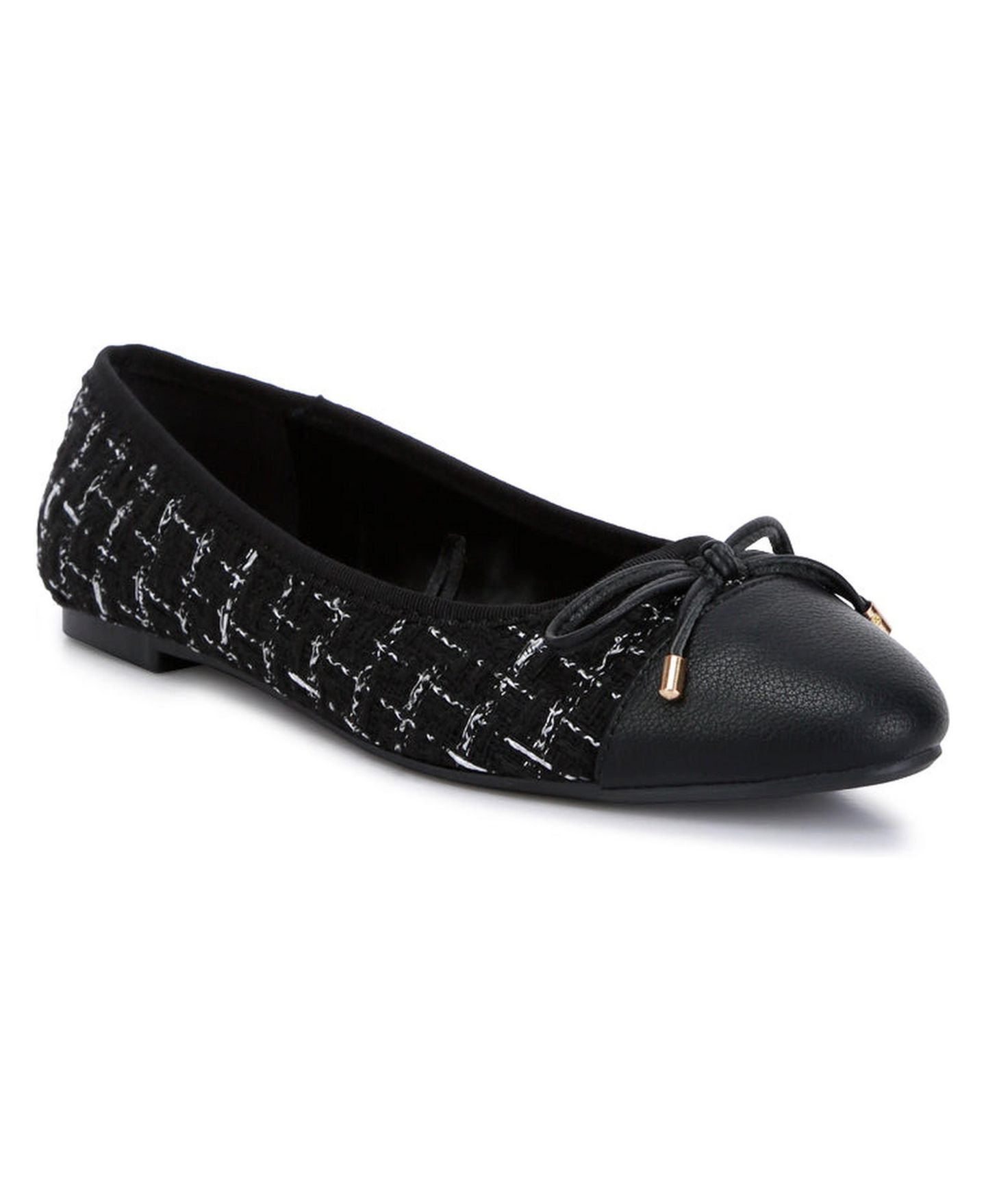 Женские балетки London Rag Junpey Plaid Tweed Ballet Flats, цвет: Чёрный — фото 2