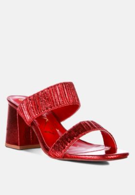 Womens Giblet Metallic Slip On Block Heels