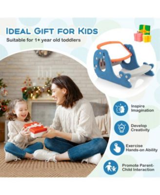 Toddler Convertible Activity Table Set Easel with Erasable Whiteboard-Blue