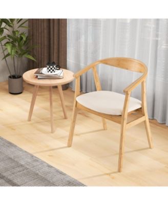 Wicker Accent Chair with Armrest and Curved Backrest-Natural