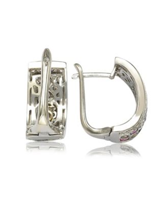 Suzy Levian Sterling Silver Sapphire & Created White Sapphire Multi-Set Huggie Hoop Earring