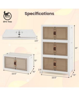 Stackable Storage Bins with Lockable Wheels-3 Pack