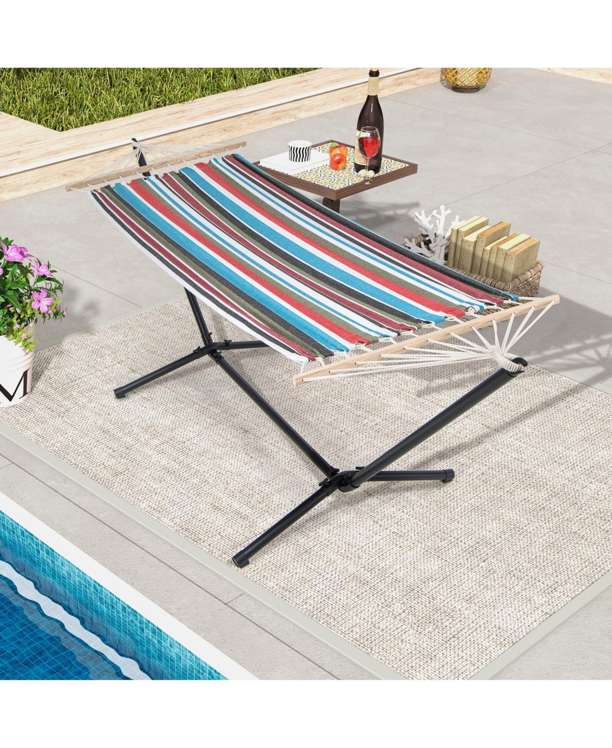 Slickblue Hammock with Stand and Carrying Case-Multicolor