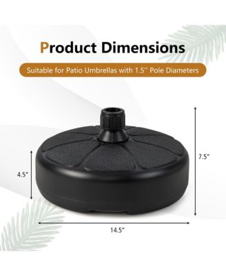 Patio Fillable Round Umbrella Base Stand Fit Pole 1.5'' Holder 40 lbs Outdoor