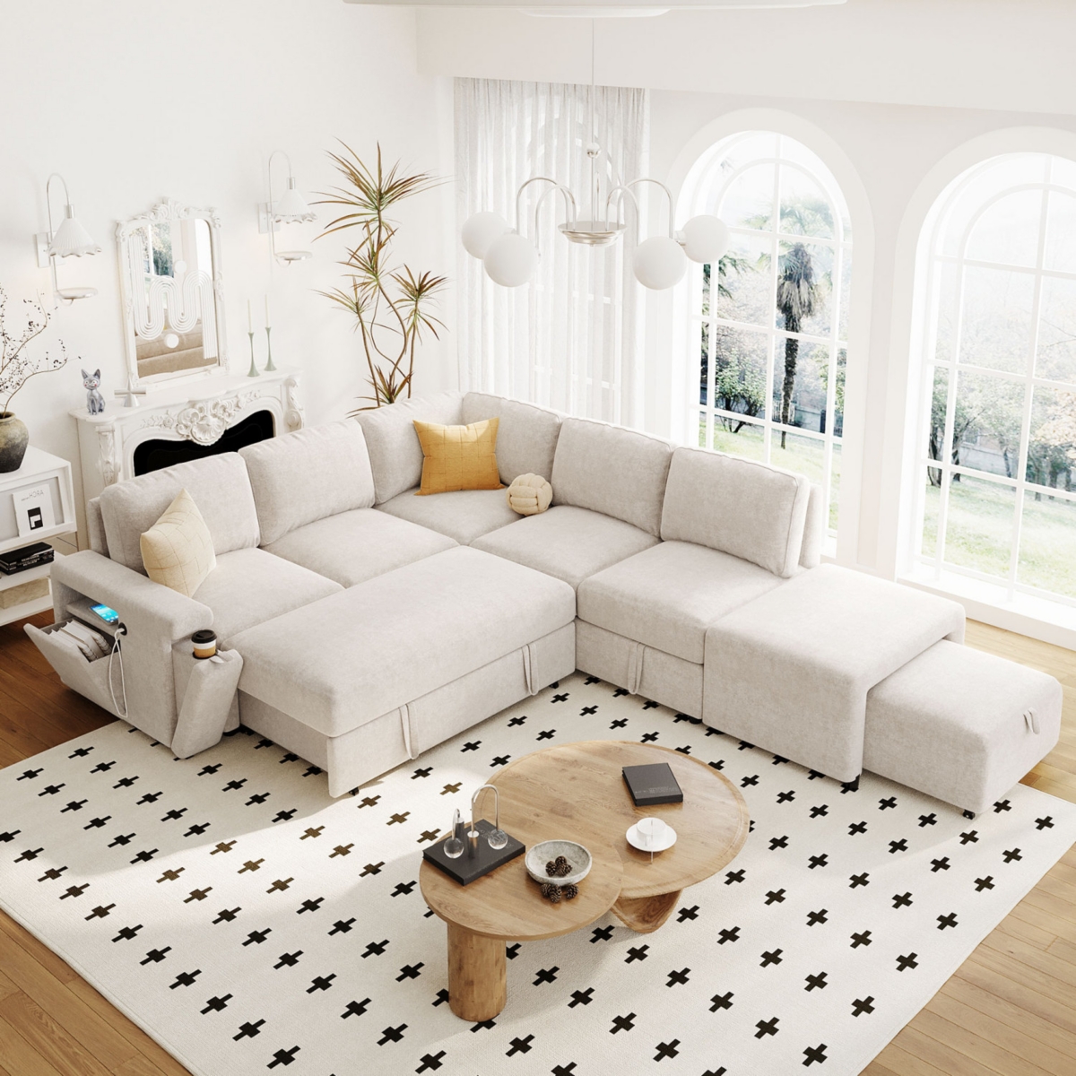 Streamdale Furniture Plush and Practical Expansive 6-Seat L-Shaped Sofa with Storage & Charging