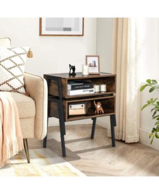 2 Pieces Stackable Night Stand Bedside End Table Set