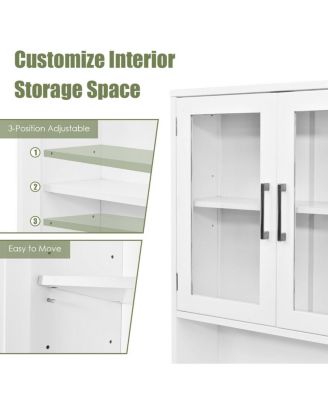 Over the Toilet Storage Cabinet Bathroom Space Saver with Tempered Glass Door