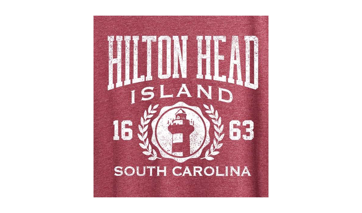 Hybrid Apparel Hilton Head Island Collegiate Plus Size Graphic T-shirt In Heather Wine
