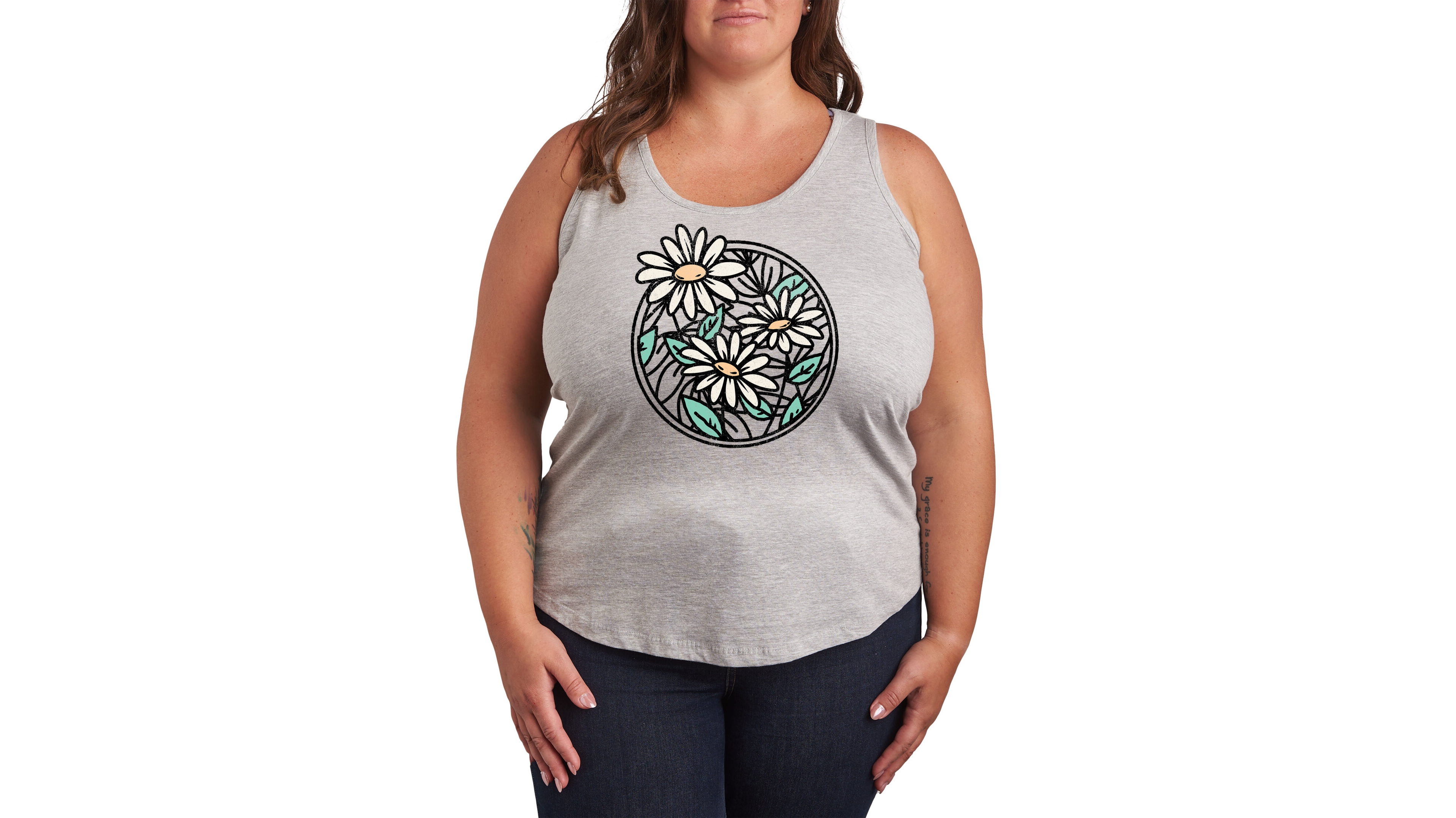 Hybrid Apparel Wildflower Circle Plus Graphic Tank
