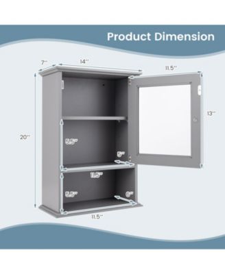 Bathroom Wall Mounted Adjustable Hanging Storage Medicine Cabinet