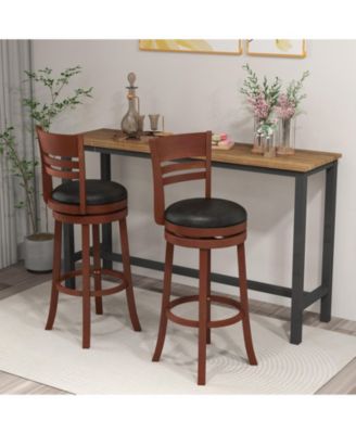 Set of 2 360° Bar Stools with PU Upholstered Seats