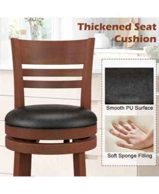 Set of 2 360° Bar Stools with PU Upholstered Seats