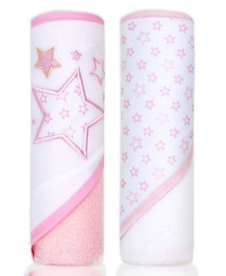 Baby Boys and Baby Girls Stars 2 Pack Hooded Bath Towel and Wash Cloth Set